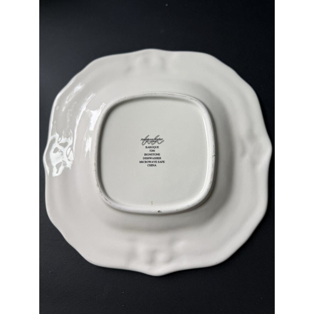 American Atelier At Home Baroque 5286 Ironstone Embossed Dinner Plate 10” (4) - Picture 3 of 5